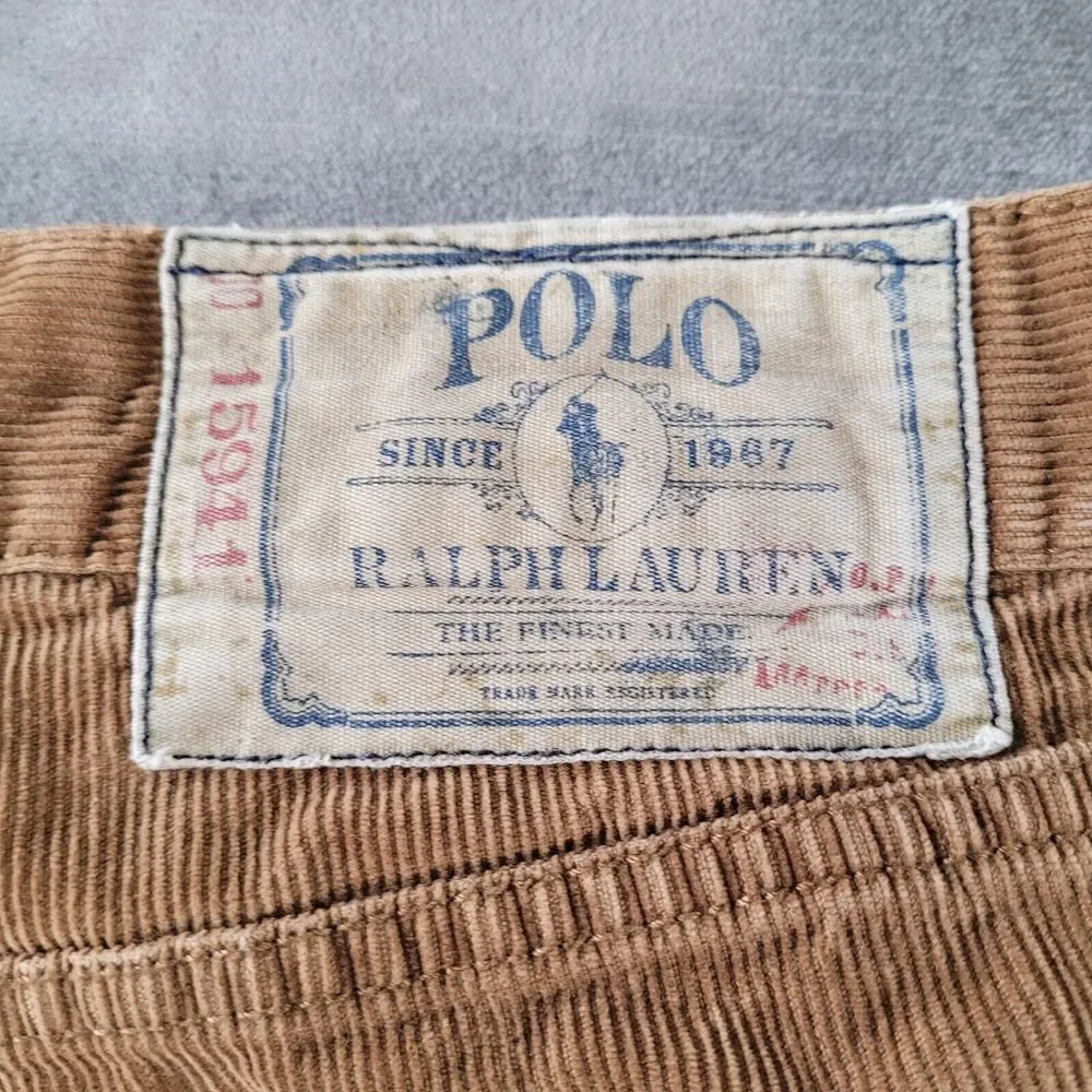 Polo Ralph Lauren‎ Corduroy Brown Pants Chino Mens Actual Size 34 x 31